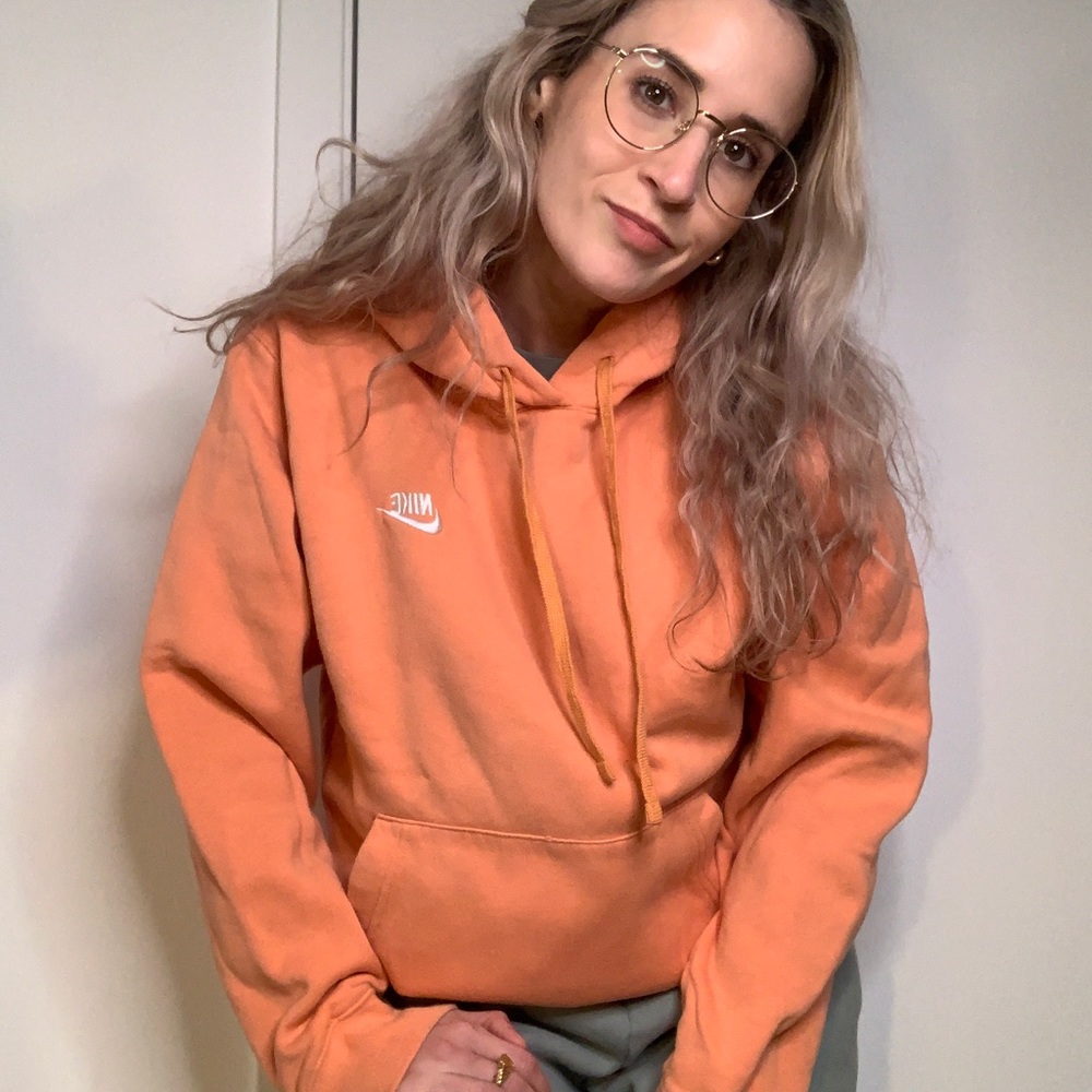 Nike Fleece Pullover Hoodie - Small - Orange